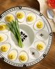 Anthropologie Bistro Tile Stoneware 24k Gold Accent Deviled Egg Platter - 1