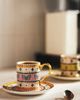 Anthropologie Bistro Tile Stoneware 24k Gold Accent Espresso Cup & Saucer: Garden Edition - 4