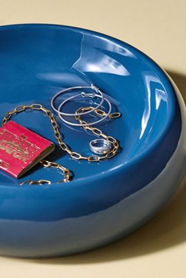 Anthropologie Blue Enamel Vessel