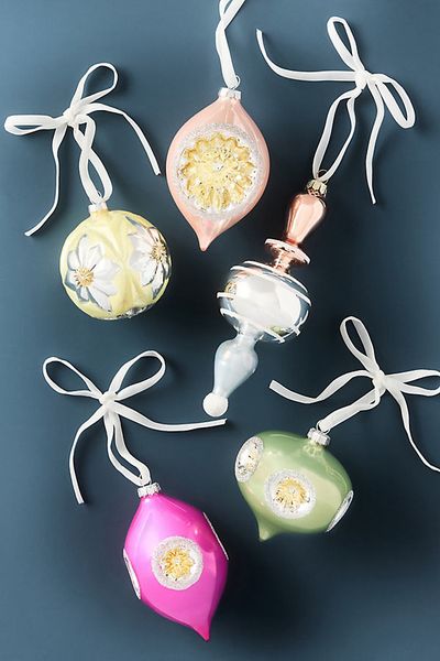 Anthropologie Boxed Vintage Milky Ornaments, Set of 5