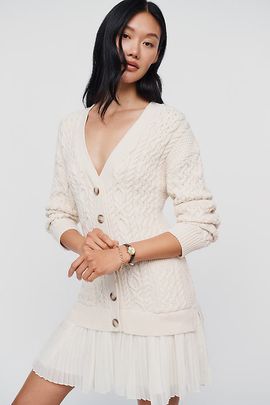 Anthropologie By Anthropologie Delphine Twofer Cardigan Mini Dress
