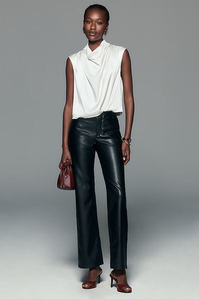 Anthropologie By Anthropologie Faux Leather Mid Rise Pants
