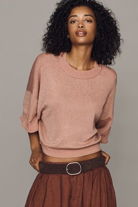 Anthropologie By Anthropologie Goldie Shine Crew-Neck Sweater