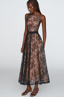 Anthropologie By Anthropologie Lace Organza Midi Dress
