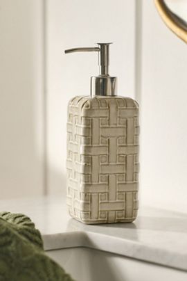 Anthropologie Cane Ceramic Woven Soap Dispenser