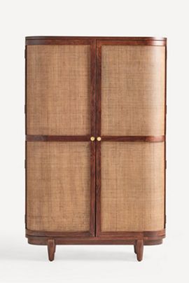 Anthropologie Canggu Acacia Cane Armoire