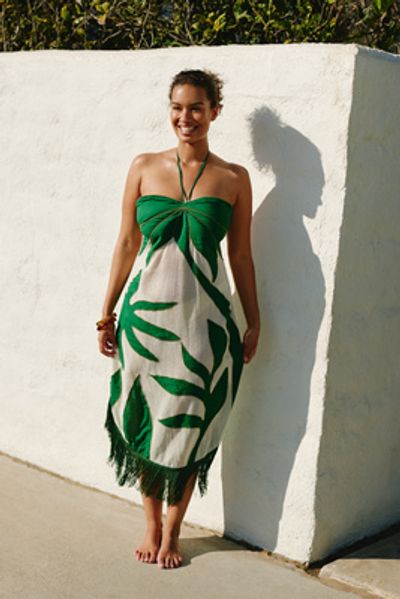 Anthropologie Celandine 100% Cotton Sunset Halter Midi Dress