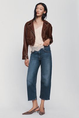Anthropologie Citizens of Humanity Petite Palma Silk Blend Straight Leg Jeans