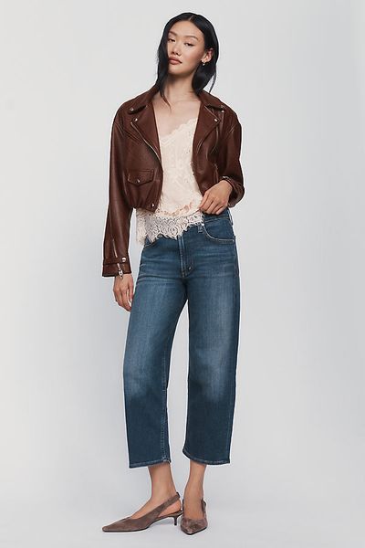 Anthropologie Citizens of Humanity Petite Palma Silk Blend Straight Leg Jeans