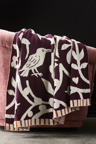 Anthropologie Cotton Spooky Garden Knit Throw