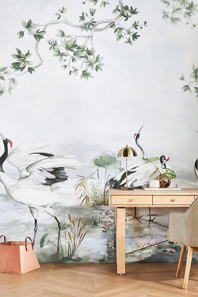 Anthropologie Crane Animal Wall Mural