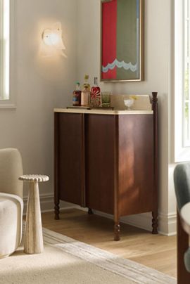 Anthropologie Dawn Marble-Top Bar Cabinet