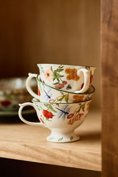 Anthropologie Eden Stoneware Tea Cups, Set of 4