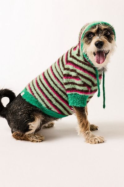 Anthropologie Eyelash Striped Pet Hoodie