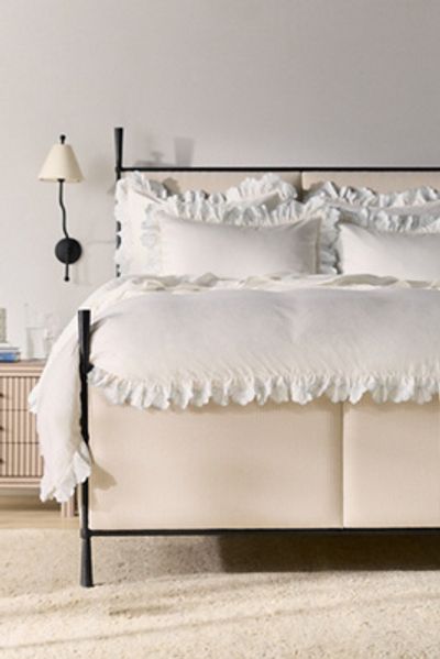 Anthropologie Fera Cotton Embroidered Sateen Duvet