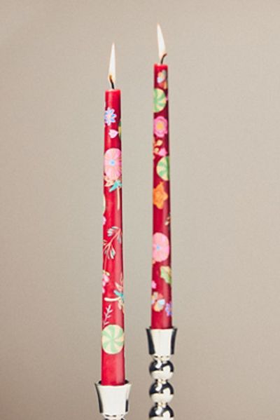 Anthropologie Festive Forest Candle Tapers, Set of 2