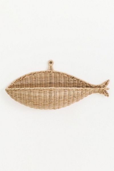 Anthropologie Fish Wicker Wall Basket