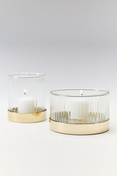 Anthropologie Fleck Fluted Glass Votives, Set of 2