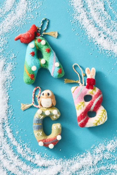 Anthropologie Forest Friends Monogram Wool Felt Ornament