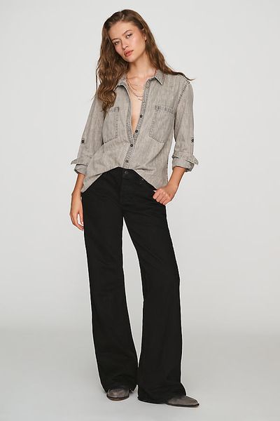 Anthropologie FRAME The Gray Low-Rise Wide-Leg Jeans
