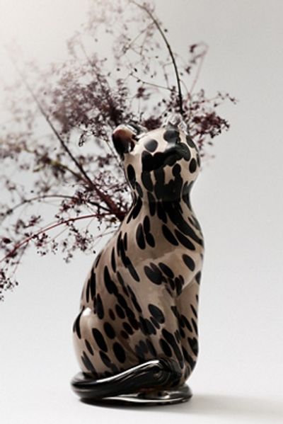 Anthropologie Glass Cat Vase