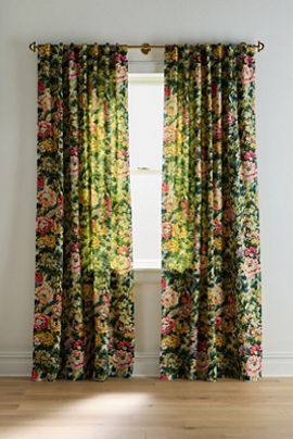 Anthropologie Gwendolyn Cotton Printed Floral Curtain