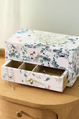 Anthropologie Hale Dual-Drawer Canvas Jewelry Box