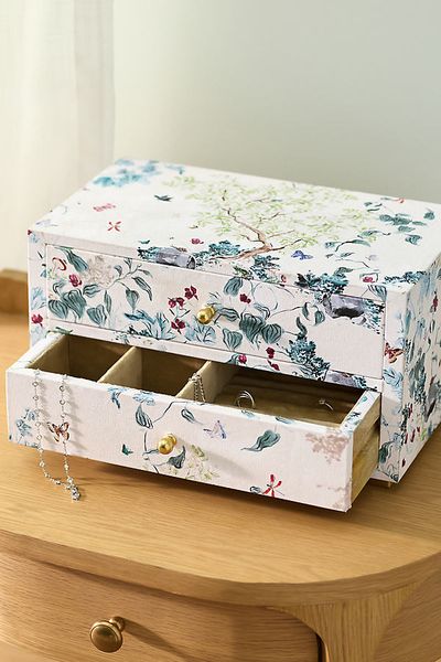 Anthropologie Hale Dual-Drawer Canvas Jewelry Box