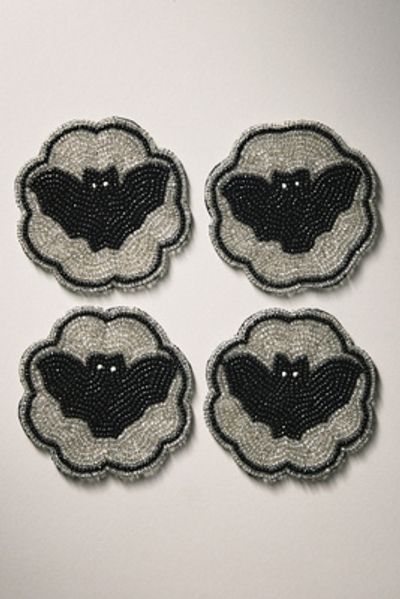 Anthropologie Halloween Beaded Coasters, Set of 4