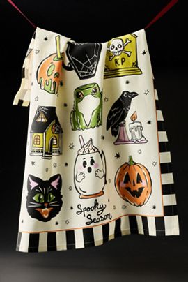 Anthropologie Halloween Mugs Dish Towel