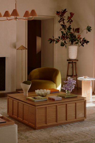 Anthropologie Halstead Oak Storage 43" Coffee Table