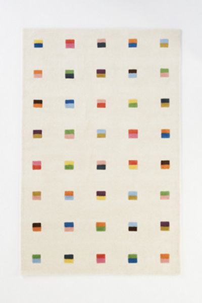 Anthropologie Hand Tufted 100% Wool Geometric Colorblock Rug
