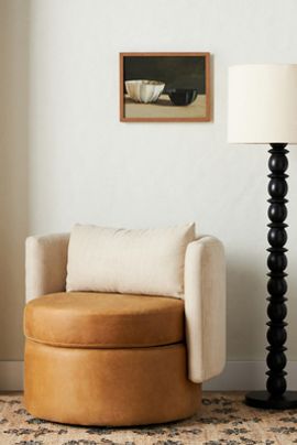Anthropologie Jordan Leather Swivel Chair