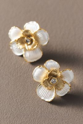 Anthropologie Layered Floral Crystal Earrings