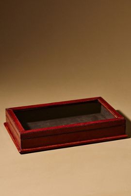 Anthropologie Leather and Wood Display Box with Glass Lid
