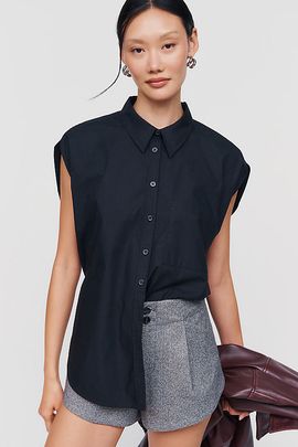 Anthropologie Maeve 100% Cotton Round Hem Buttondown Shirt