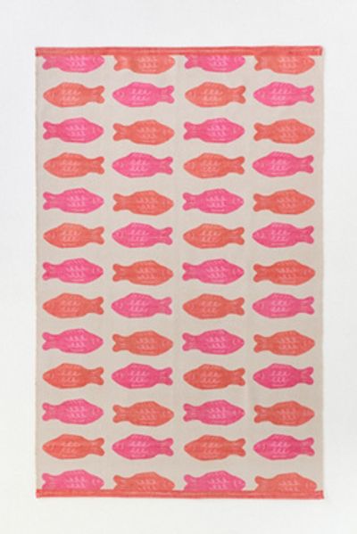 Anthropologie Maeve Candy Fish Indoor/Outdoor Flatwoven Printed Rug
