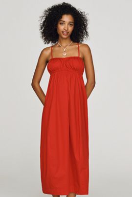 Anthropologie Maeve Cotton Barrel Midi Dress