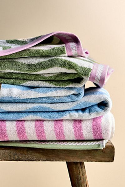 Anthropologie Maeve Cotton Woven Wavy Stripe Towel Collection