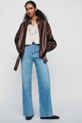 Anthropologie Maeve High Rise Wide Leg Welt Pocket Jeans