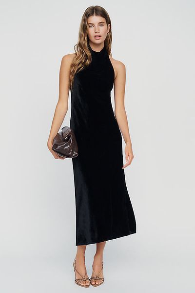 Anthropologie Maeve Jamie Velvet Midi Slip Dress