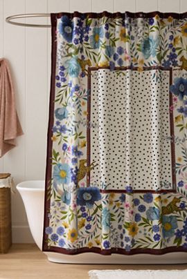 Anthropologie Maeve Scarf Cotton Printed Shower Curtain
