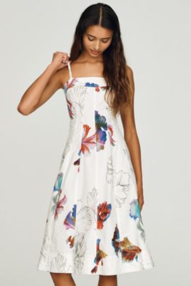 halter neck floral wedding guest dress Sleeveless Halter Neck Chiffon Midi Wedding Guest Dress with A-Line main image 1