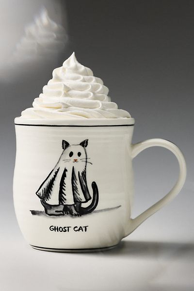 Anthropologie Molly Hatch Stoneware Halloween Cat Mug