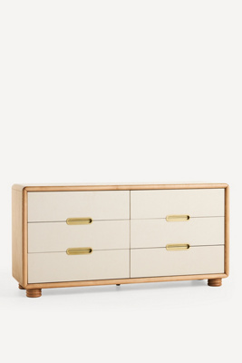 faux leather dresser Baxton Studio White Faux Leather 6-Drawer Enzo Dresser main image 0