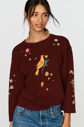 Anthropologie MOTHER The Footballer 100% Cotton Bird Tee
