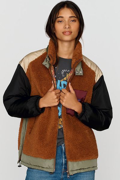 Anthropologie MOTHER The Teddy Oversized Zip-Front Vest Jacket