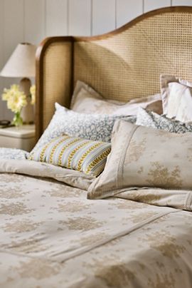 Anthropologie Nadia Cotton Solid Floral Embellished Duvet