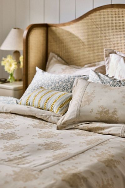 Anthropologie Nadia Cotton Solid Floral Embellished Duvet