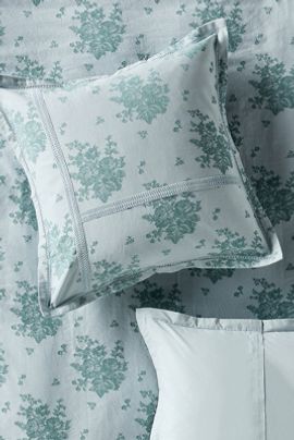 Anthropologie Nadia Cotton Solid Floral Embellished Euro Sham
